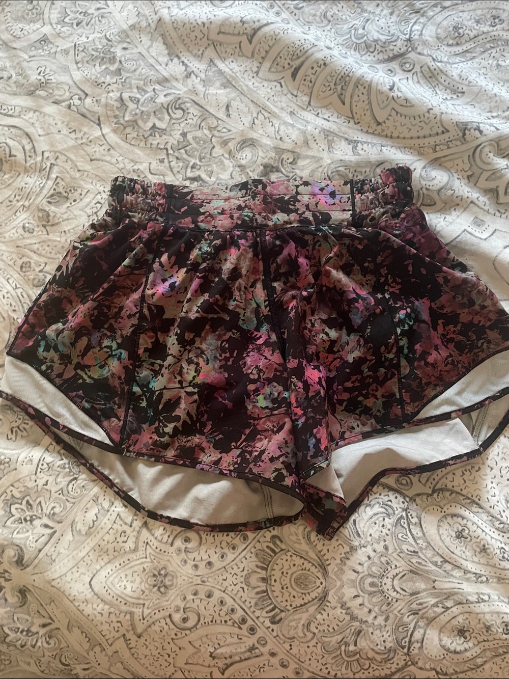 lululemon athletica Women's Floral Print Athletic Shorts - Black, Pink & Teal